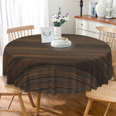 Lofaris Dark Brown Solemn Wooden Pattern Round Tablecloth